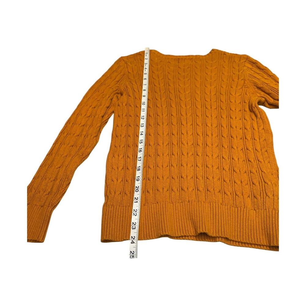 St. John's Bay Sweater Women's LP Orange Cotton Cable Knit Long Sleeve Pullover - Picture 5 of 6